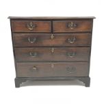 Georgian mahogany chest, two short and three long drawers, shaped bracket supports, W111cm, H100cm,