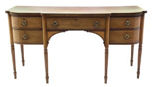 George III mahogany and satinwood banded sideboard, four small drawers and one long center drawer ab