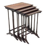 Edwardian mahogany quartetto nest of four occasional tables, all with satinwood banded rectangular t