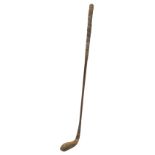 Golf - 19th century long nosed club, the beech head marked F.H. Ayres with horn sole plate, inset le