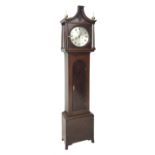 19th century inlaid mahogany longcase clock, circular silvered Roman dial with date aperture inscrib