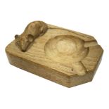 'Mouseman' oak ashtray by Robert Thompson of Kilburn, L10cm