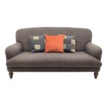 Tetrad - traditional shaped three seat sofa upholstered in Harris Tweed fabric, turned front support