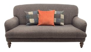 Tetrad - traditional shaped three seat sofa upholstered in Harris Tweed fabric, turned front support