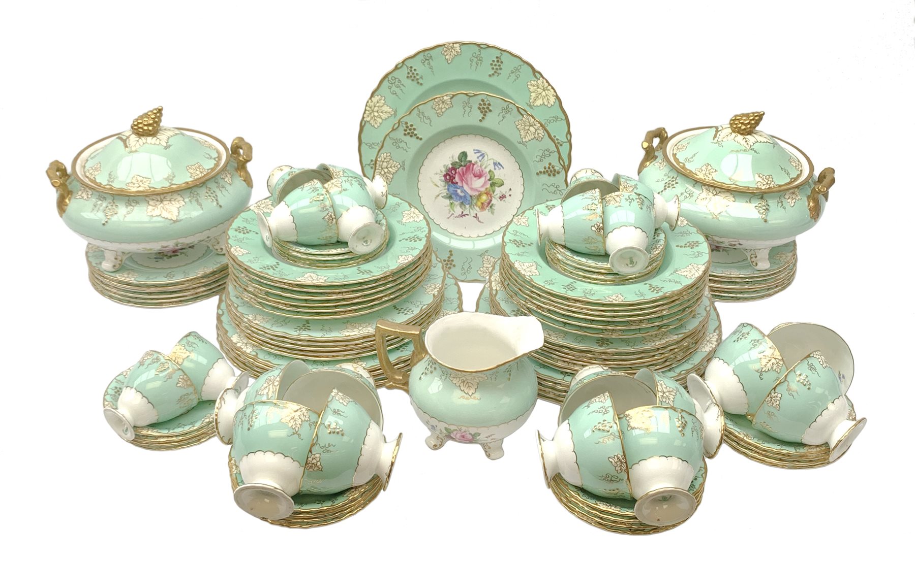 Royal Crown Derby bone china Vine pattern dinner and tea wares, comprising eleven dinner plates, twe - Image 4 of 11