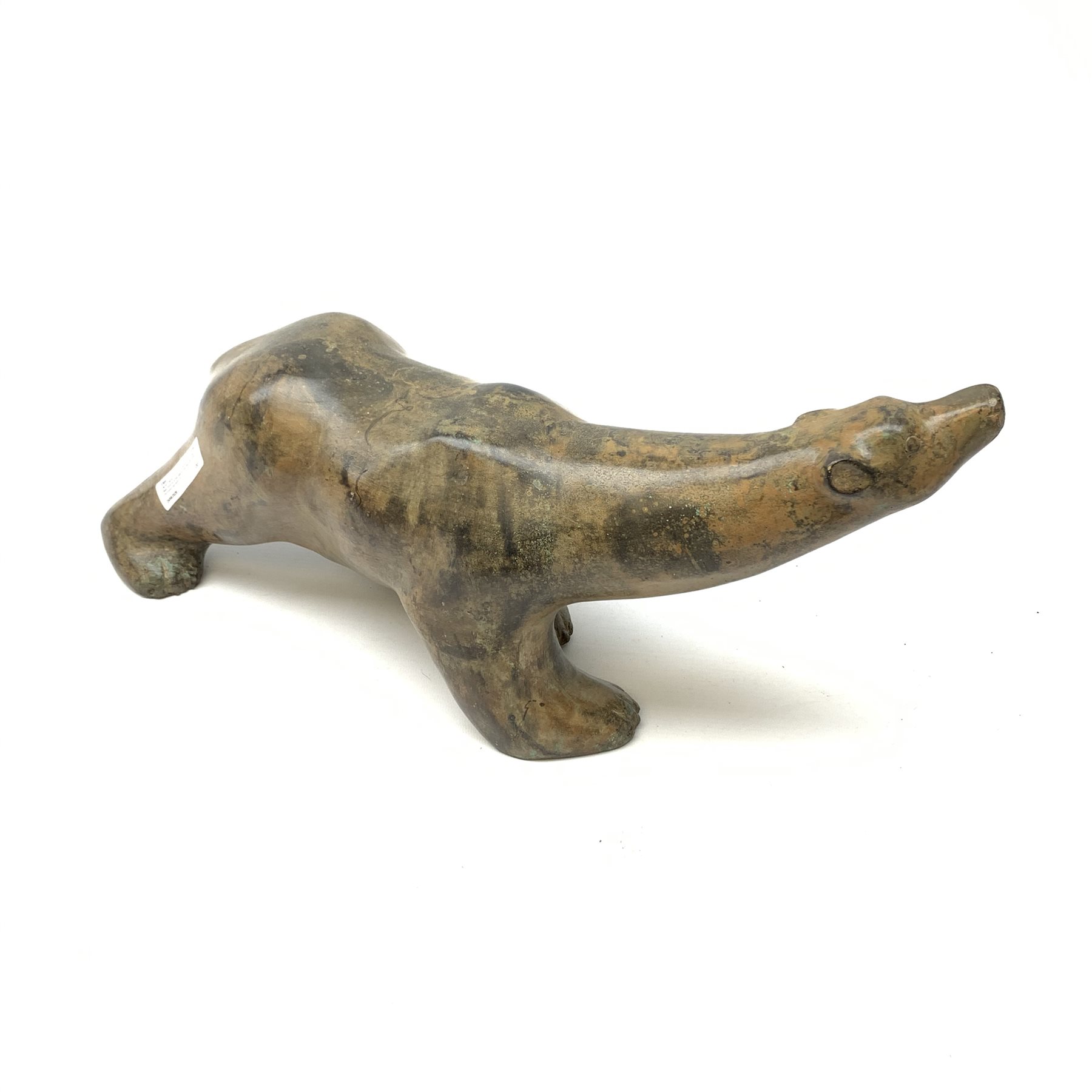 Pierre Chenet (French Contemporary): Polar Bear, bronze ochre patina nuanced with green, impressed s - Image 2 of 7