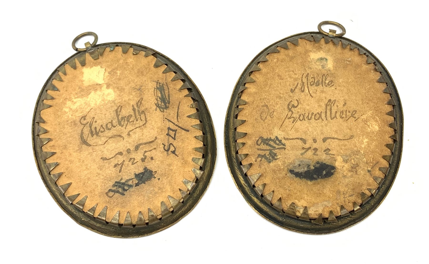 Pair of 19th century oval painted portrait miniatures upon ivory, the first example depicting Queen - Image 2 of 3