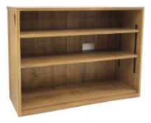 'Lizardman' oak open bookcase with two adjustable shelves, by Derek Slater of Crayke, W123cm, H87cm,