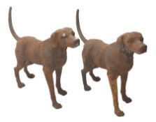 Pair cast iron labrador garden figures, L91cm