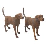 Pair cast iron labrador garden figures, L91cm