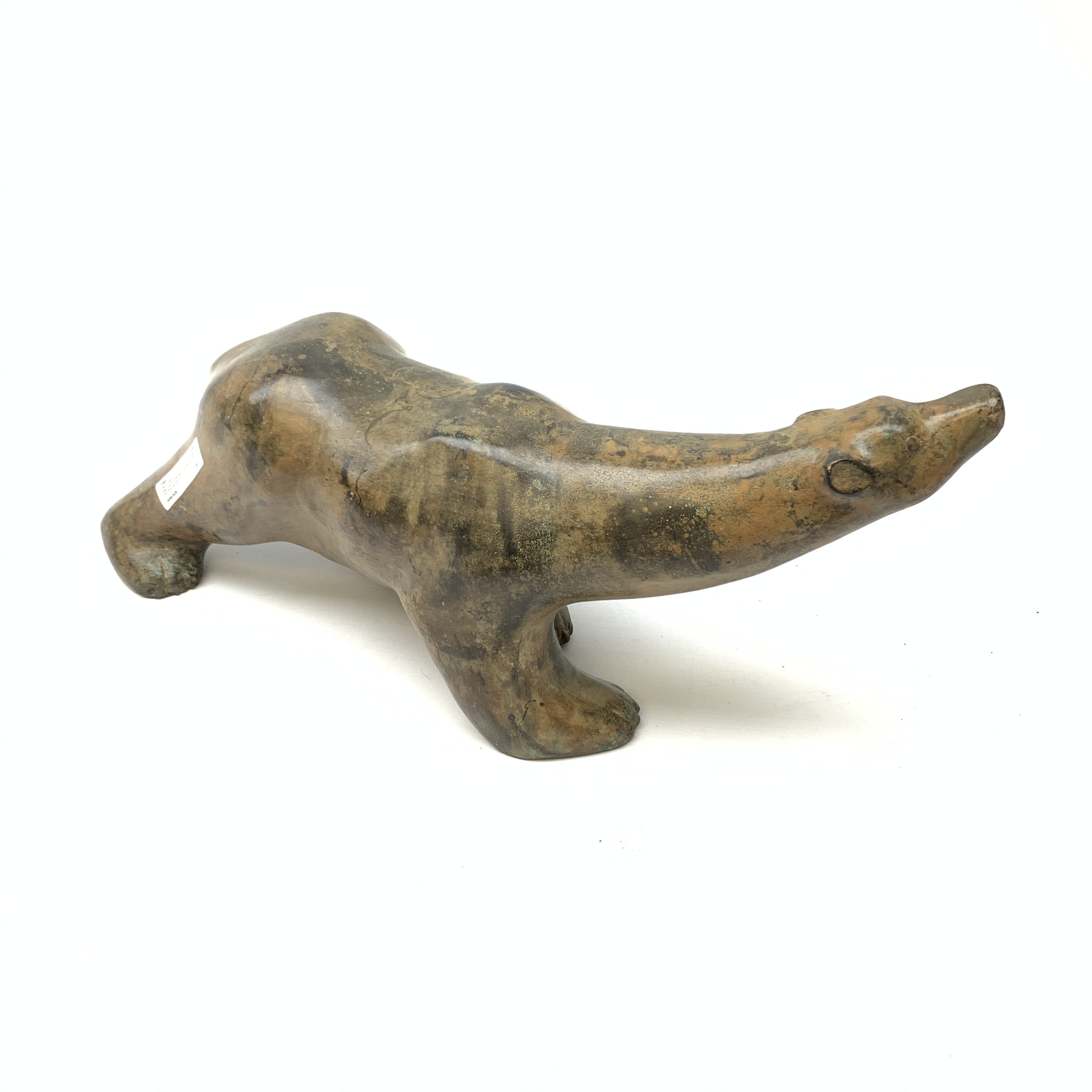 Pierre Chenet (French Contemporary): Polar Bear, bronze ochre patina nuanced with green, impressed s - Image 5 of 7