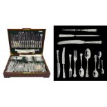 Canteen of silver cutlery for eight covers, Kings pattern, the knives with stainless steel blades by