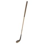 Golf - 19th century putter, the beech head marked T. Morris with horn sole plate, inset lead weight