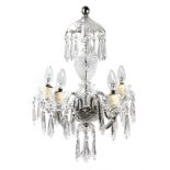 A 20th century Waterford crystal chandelier, the central baluster stem with domed corona, supporting