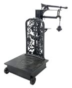 19th century platform scales by Parnall & Sons. Bristol, black painted cast iron, raised back decora