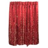 Set of four silk curtains in Porter & Stone 'Nakita Red' fabric, red ground with raised leaf and bra