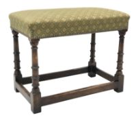 Bylaws Furniture - traditional oak dressing stool, collar turned supports joined by stretchers, seat