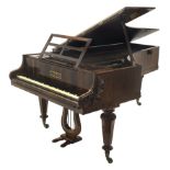 Collard & Collard - early Victorian rosewood grand piano, carved scrolling acanthus leaf mounts to e