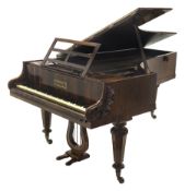 Collard & Collard - early Victorian rosewood grand piano, carved scrolling acanthus leaf mounts to e