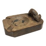 'Mouseman' oak ashtray by Robert Thompson of Kilburn, L10.3cm