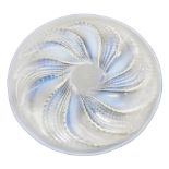 Rene Lalique opalescent Fleurons pattern glass plate, of circular form, the underside moulded with s