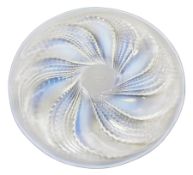 Rene Lalique opalescent Fleurons pattern glass plate, of circular form, the underside moulded with s