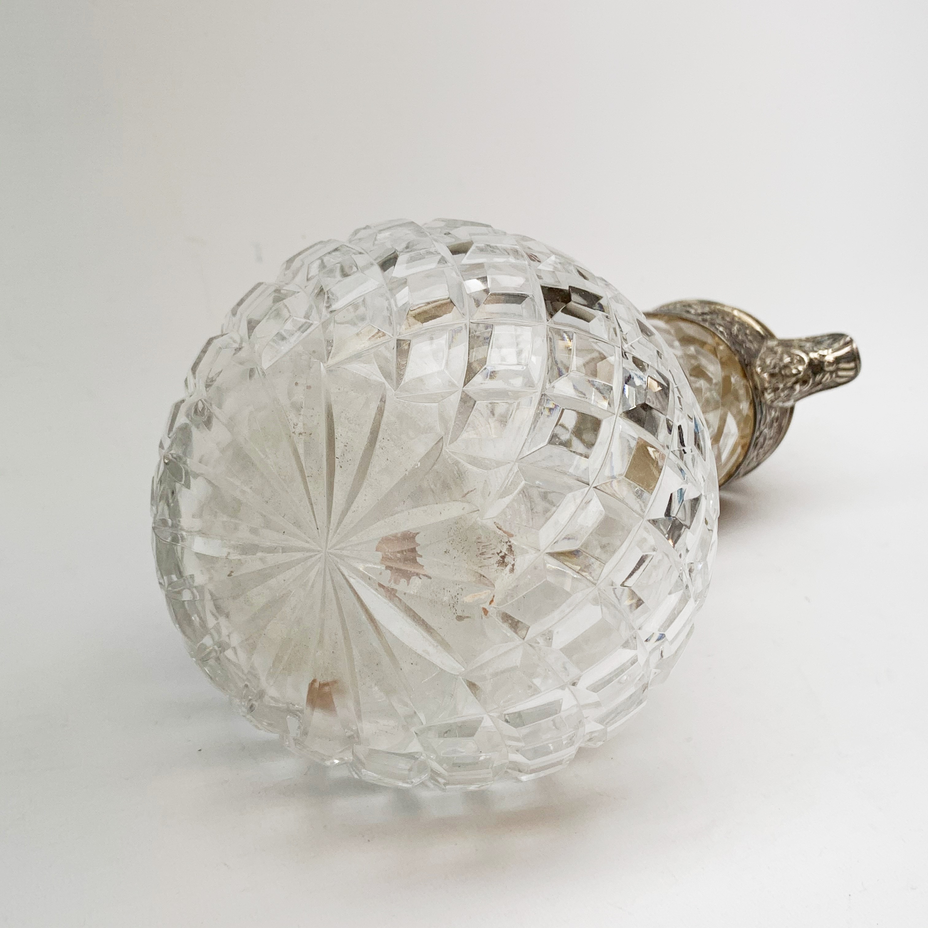 Elizabeth II silver mounted cut glass claret jug, the clear glass body of baluster form with hobnail - Image 20 of 21