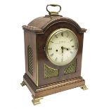 19th century mahogany bracket clock, white enamel Roman dial inscribed 'Cousens, 61 George St. Portm