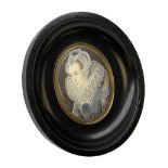 20th century oval painted portrait miniature upon ivory, depicting Queen Elizabeth I, indistinctly s