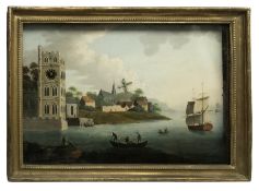 Early 19th century automaton picture clock by Thomas Brown of Birmingham - landscape painting on met
