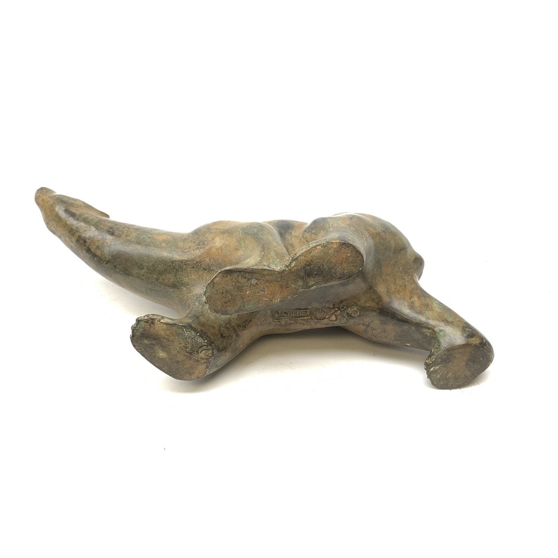 Pierre Chenet (French Contemporary): Polar Bear, bronze ochre patina nuanced with green, impressed s - Image 3 of 7