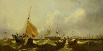 Attrib. Adolphus Knell (British fl.1860-1890): Shipping off the Coast, oil on canvas unsigned 28cm x