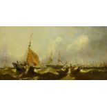 Attrib. Adolphus Knell (British fl.1860-1890): Shipping off the Coast, oil on canvas unsigned 28cm x