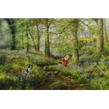 William (Bill) R Makinson (British Contemporary): 'Jodie and Bluebells', oil on canvas signed, title