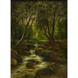 William Beattie Brown (Scottish 1831-1909): A Wooded Burn, watercolour signed 23cm x 17cm