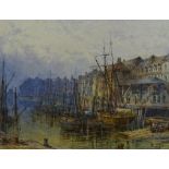 Thomas 'Tom' Dudley (British 1857-1935): Sammy's Point Hull Docks, watercolour signed and dated 188