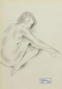 Jean-Gabriel Domergue (French 1889-1962): Female Nude Study, pencil with artist's studio stamp 28cm