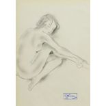 Jean-Gabriel Domergue (French 1889-1962): Female Nude Study, pencil with artist's studio stamp 28cm