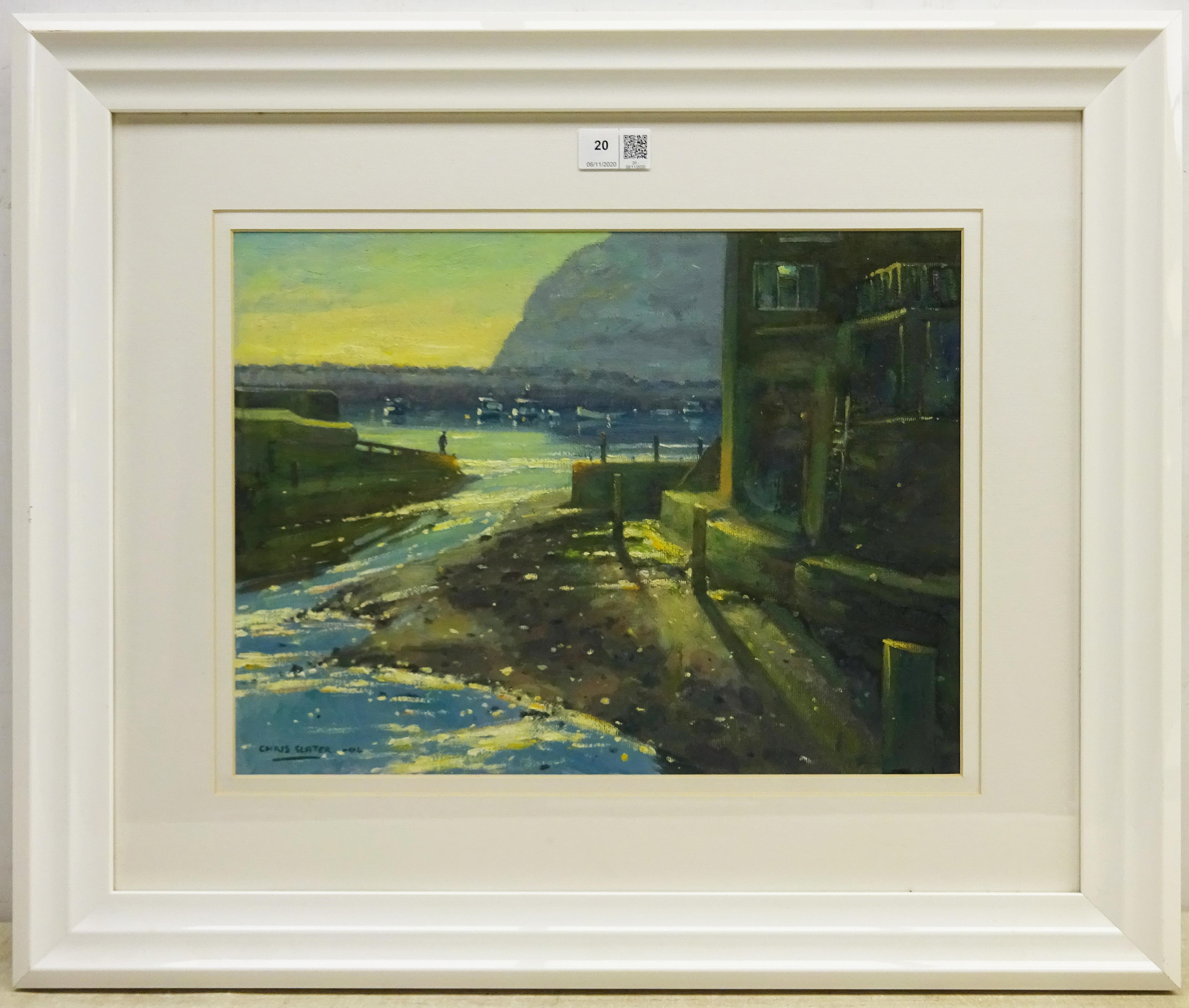 Chris Slater (British Contemporary): 'Early Morning Staithes', oil on board signed and dated '04, ti - Image 4 of 4