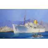 Colin Verity (British 1924-2011): 'Royal Mail Lines SS Andes Cruising in the Mediterranean', oil on
