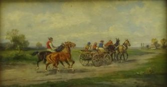 Alfred Steinacker (Hungarian 1838-1914): On the Way to Market, oil on canvas signed 17cm x 30cm