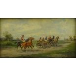 Alfred Steinacker (Hungarian 1838-1914): On the Way to Market, oil on canvas signed 17cm x 30cm