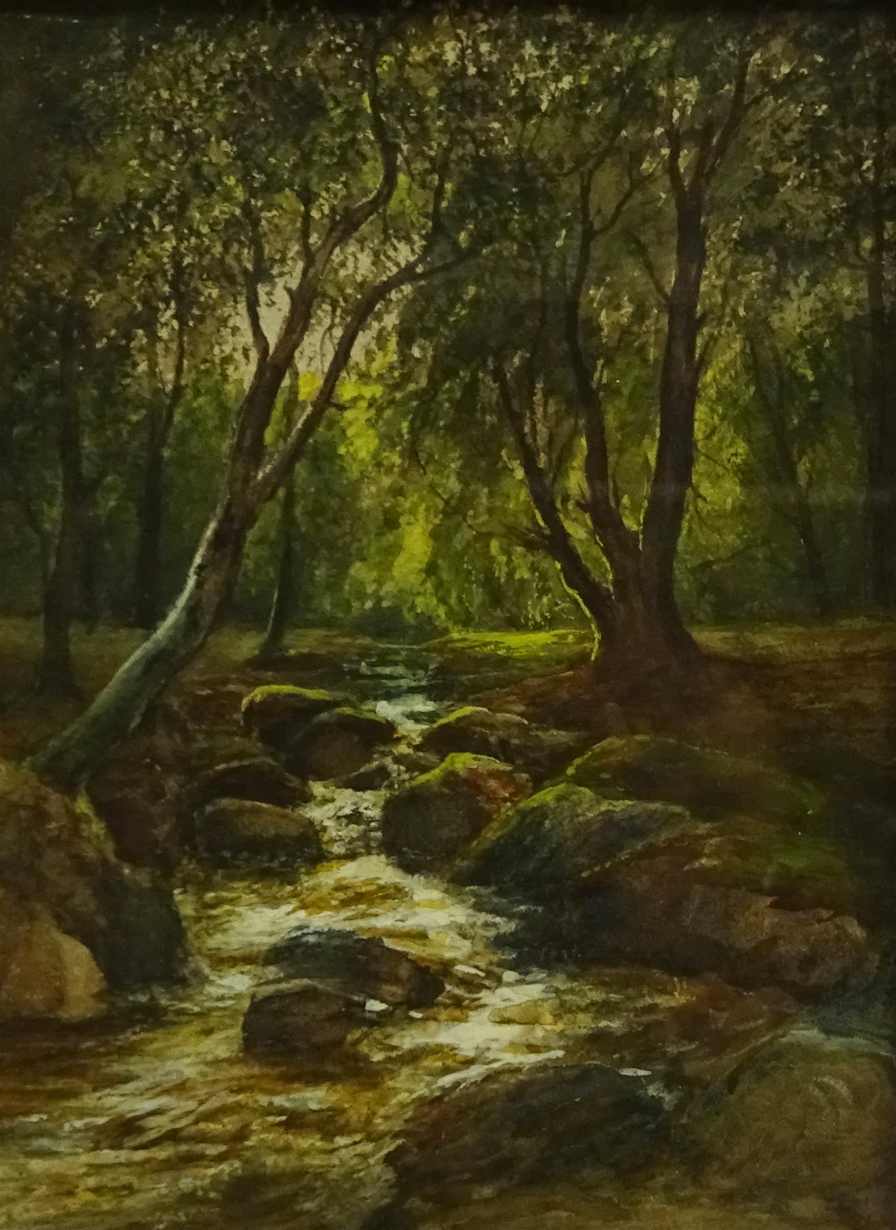 William Beattie Brown (Scottish 1831-1909): A Wooded Burn, watercolour signed 23cm x 17cm - Image 2 of 4