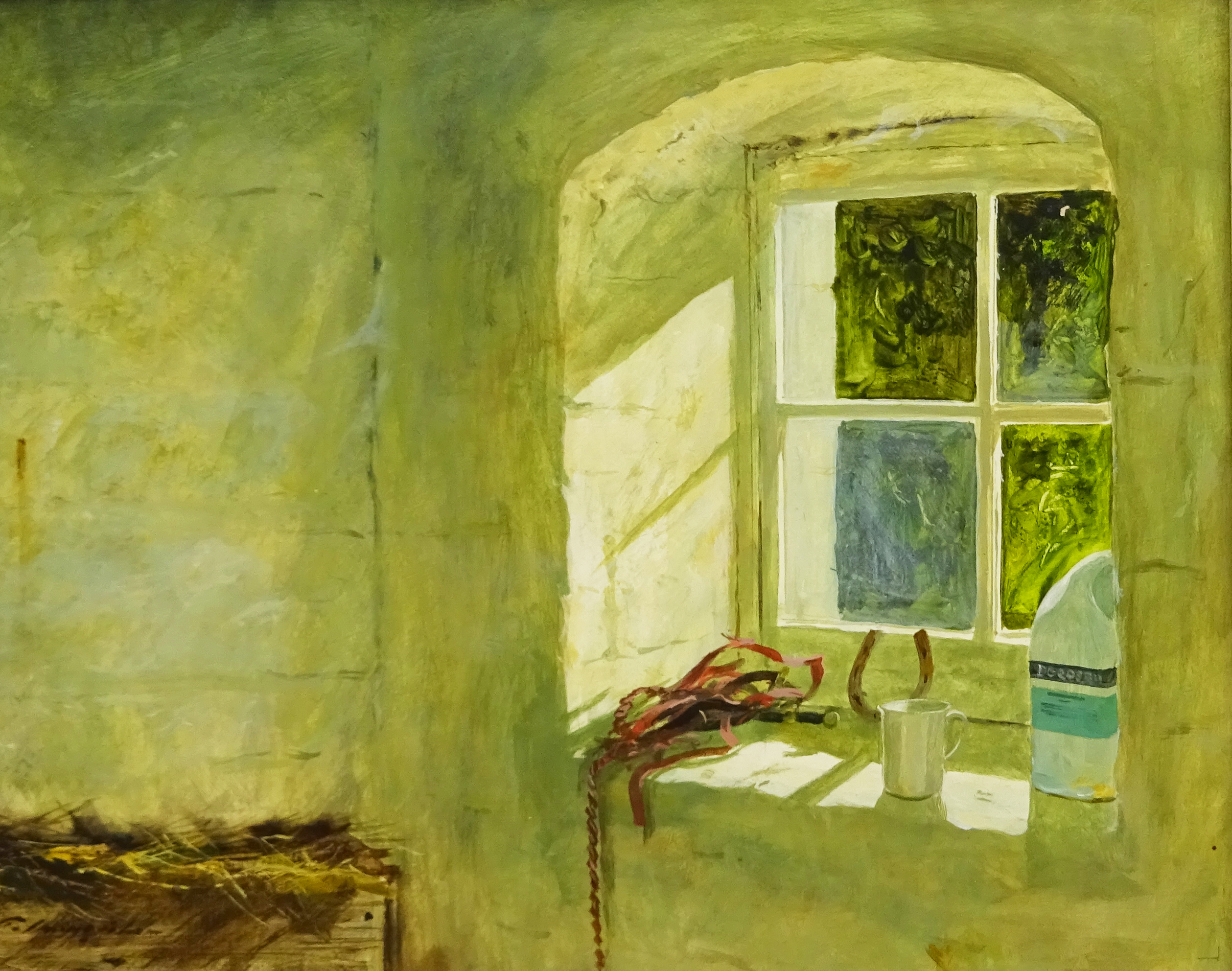 Michael Felmingham (British 1935-): 'Stable Window', oil on board signed, titled verso 29cm x 36cm