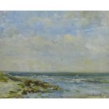 George Wright Hall (Scottish 1895-1974): Shoreline with Seagulls, oil on board signed and dated 1920