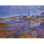 Jon Hall (Northern British 1956-): Redcar Beach, oil on canvas signed and dated '15, 75cm x 101cm (u