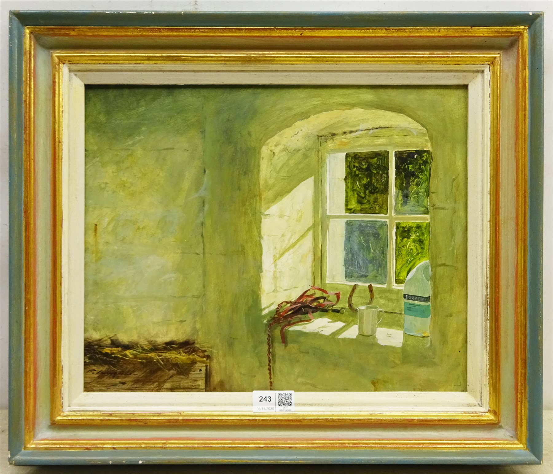 Michael Felmingham (British 1935-): 'Stable Window', oil on board signed, titled verso 29cm x 36cm - Image 3 of 4