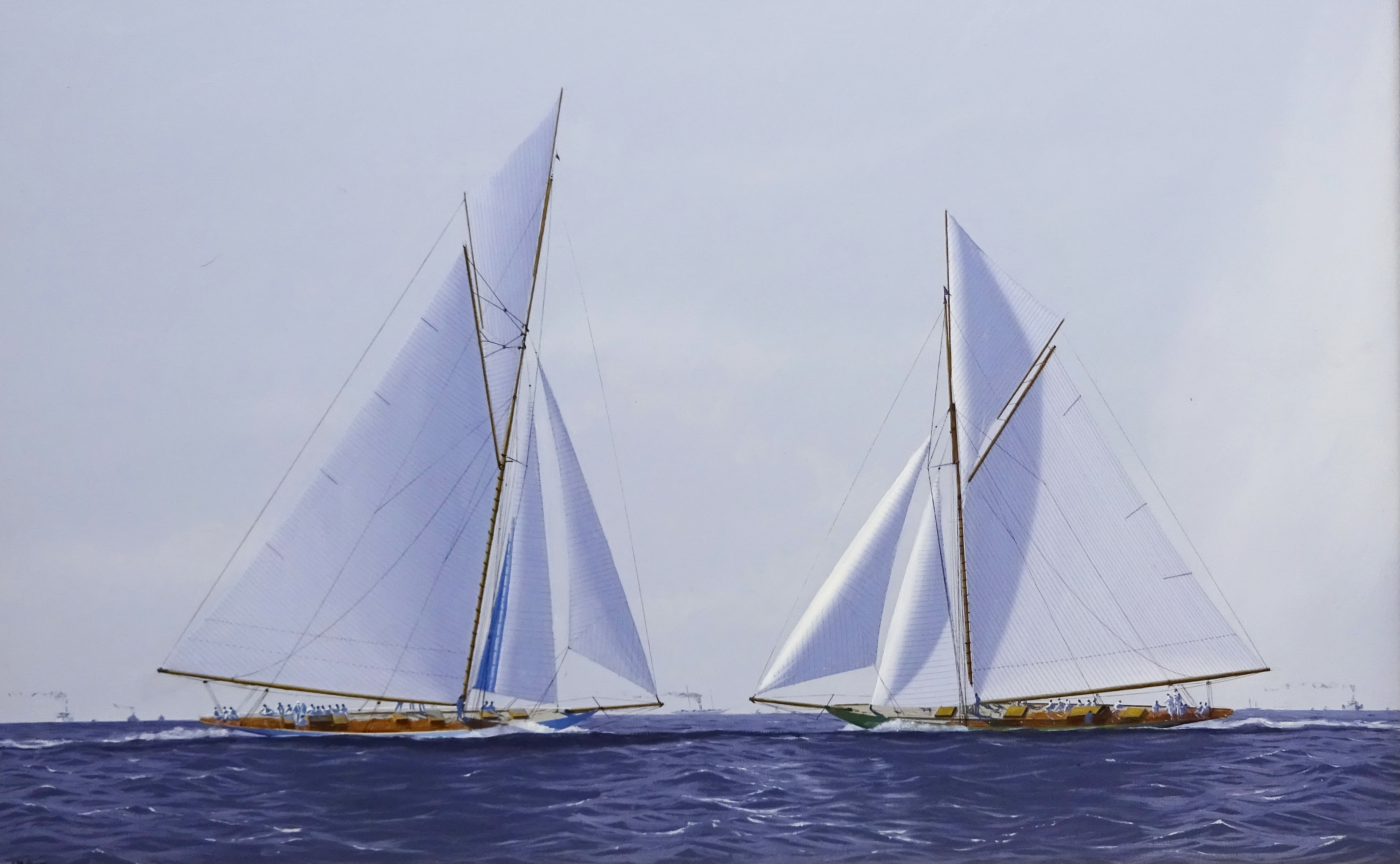 James Miller (British 1962-): America's Cup Series the 10th Challenge 1899 'Columbia' & 'Shamrock',