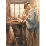 Albert George Stevens (Staithes Group 1863-1925): A Whitby Jet Worker, watercolour