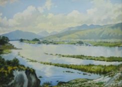 Fergal Nally (Irish 20th century): Irish Lough scene, oil on canvas board signed and dated '61, 29cm